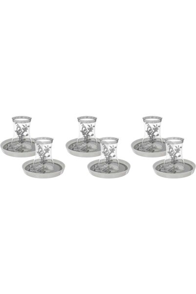 Generic Al Saif Gallery Tea Cup Set with Glass Plate, 12 Pieces, 200 ml - Cle...