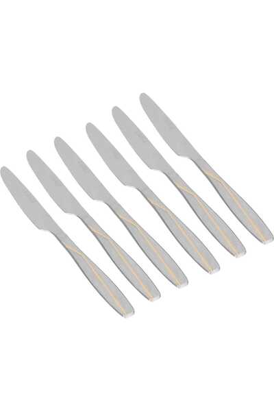 Generic Al Saif Gallery Steel Fruit Knife Set, Gold Engraved, 6 Pieces - White