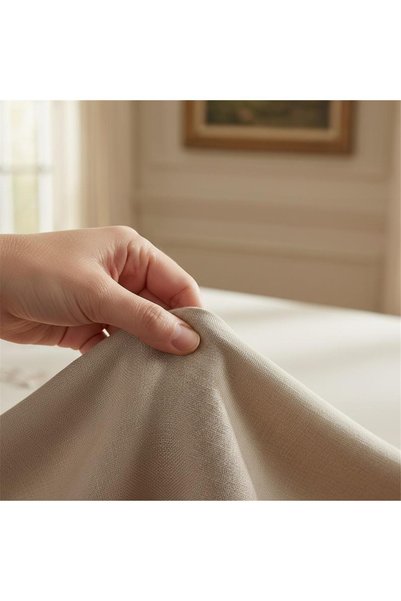 Finezza Finezza1604 - 8690000022038 - Jade Satin Fabric Beige/Beige Color Tablecloth 160*220 cm - 1604