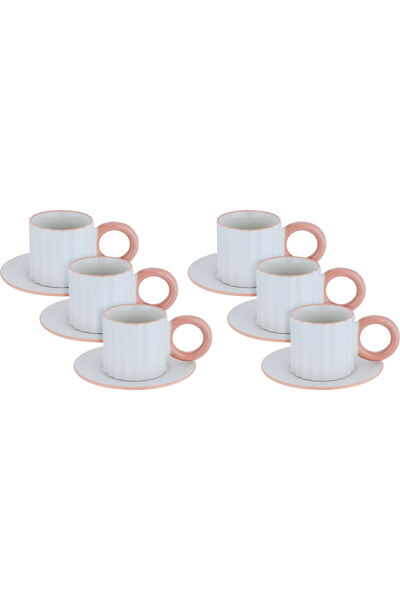 Generic طقم فناجين من مجموعة السيف جاليري مع صحون من البورسلين، 90 مل، 12 قطع...