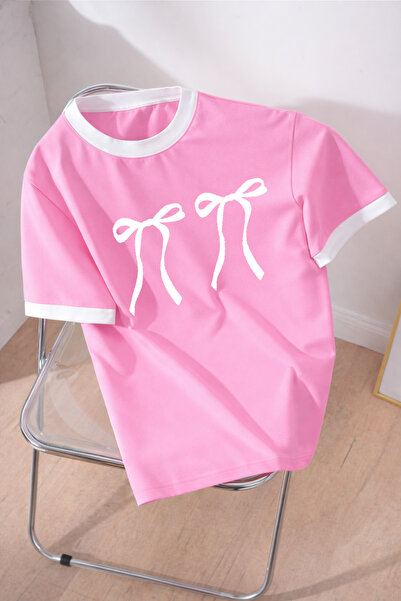 Revasser Γυναικείο πολύχρωμο μπλουζάκι με λαιμόκοψη με κορδέλα, ειδικού σχεδι...