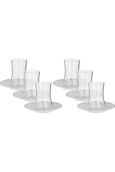 Generic Al Saif Gallery Glass Tea Iskana Set, 12 Pieces - Silver