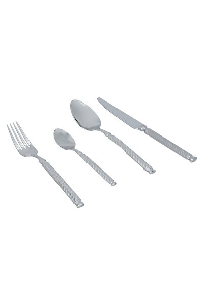 Generic طقم ملاعق ستانلس من السيف جاليري، محفور، 24 قطعة - فضي