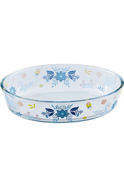 Generic Al saif Gallery Glass Oven Tray, 1.6 L, Floral Pattern, 26 x 18 x 6 c...