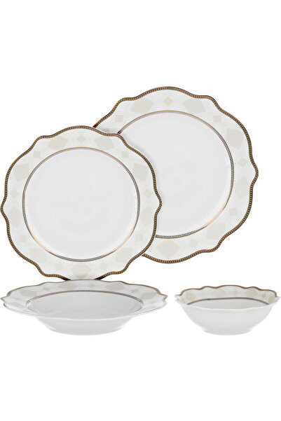 Generic Alsaif gallery Porcelain Dinner Set, 24 Pieces, Round Shape with Beig...