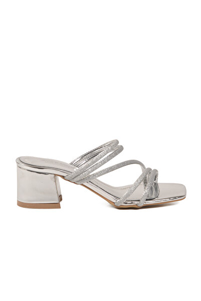 AYAKMOD Γυναικείες Παντόφλες με Ασημένιο Τακούνι 643332 Z