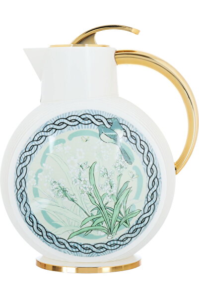 Generic ترمس غلوري الجوهرة، 900 مل، وعاء داخلي زجاجي، غلاف خارجي بلاستيكي - أبيض