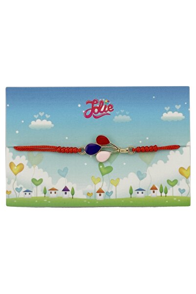 JOLIE Tassel Bracelet, Model 3 Colorful Balloons, Adjustable Red String, Golden