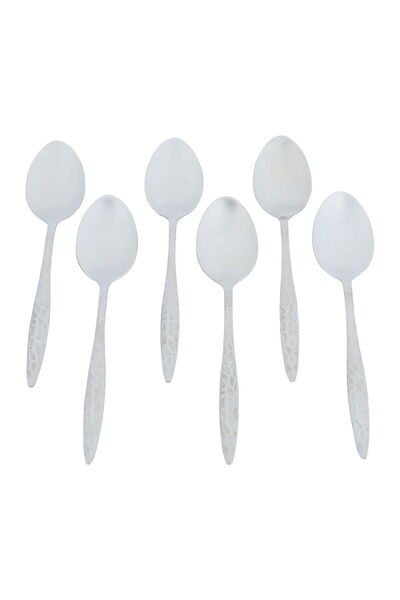 Generic Al Saif Gallery steel tea spoons, 6 pieces, engraved - silver