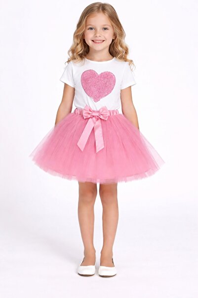 Nacar 23 Nisan 29 Ekim Gösteri Kıyafeti Kalpli Tütü Etekli Kız Çocuk Takım