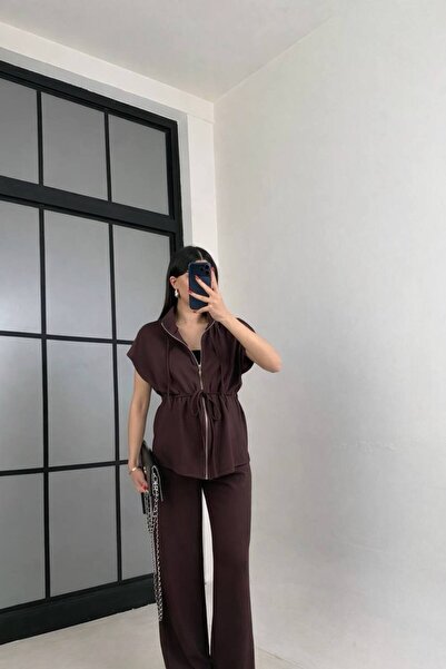 ÇEÇİM Γυναικεία Λεπτομέρεια με φερμουάρ Beli Με δέσιμο Σετ NSA-58089