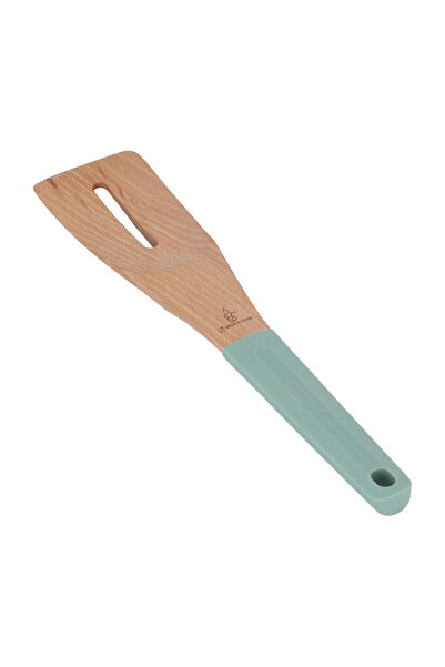 Generic Al Saif Gallery wooden spoon, with silicone handle - green