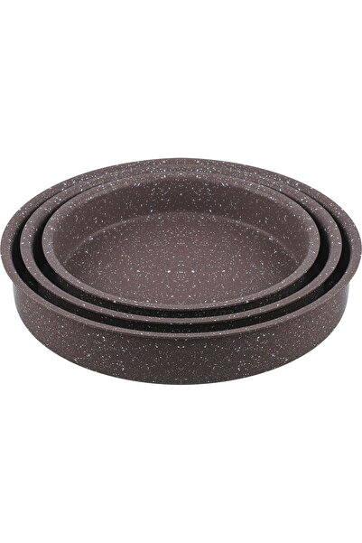 Generic طقم صواني فرن من الجرانيت من سافلون، 3 قطع - بني