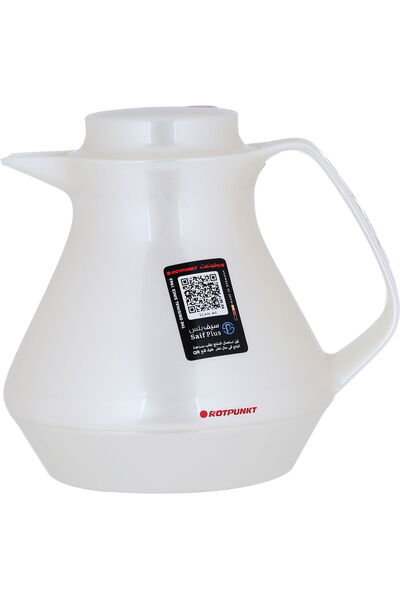 Generic ترمس روتبونت، سعة 1 لتر، وعاء داخلي زجاجي، غلاف خارجي بلاستيكي - أبيض