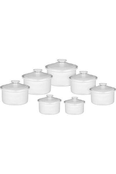 Generic Al Saif Plus Abu Taj Indian pots set, 15 x 9 cm, 14 pieces - silver