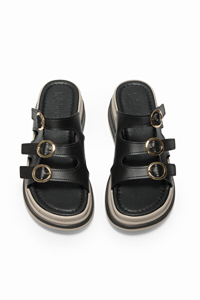 Tonny Black Γυναικείες μαύρες άνετες παντόφλες με ψηλή σόλα