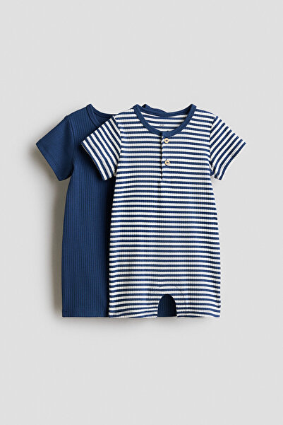 H&M 2'li Pamuklu Kısa Tulum