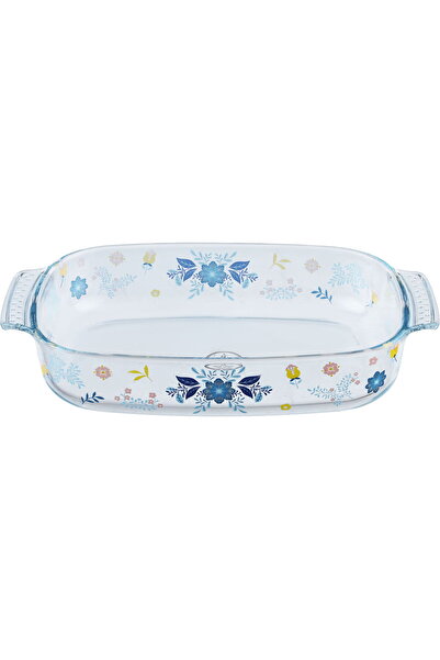 Generic Al saif Gallery Glass Oven Tray, 2.7 L, Floral Pattern, 34 x 22 x 6 c...