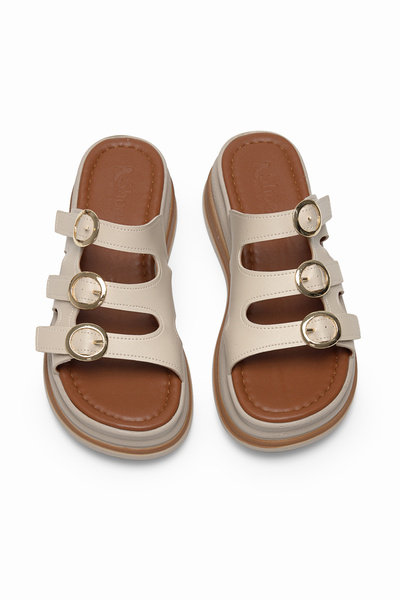 Tonny Black Γυναικείες μπεζ άνετες παντόφλες με ψηλή σόλα