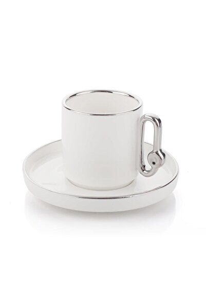 MİEN BEYAZ GÜMÜŞ 6 KİŞİLİK TÜRK KAHVESİ FİNCANI