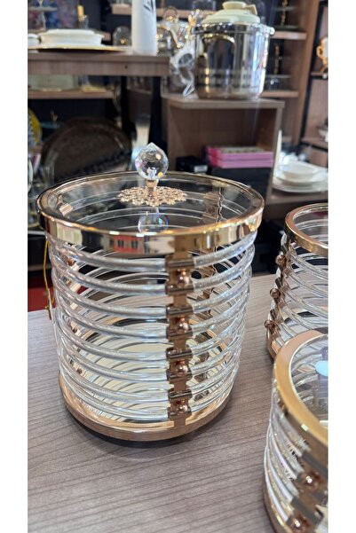 ERVA Hinora Cam Çizgili Desen Aynalı Üçlü Şekerlik Seti