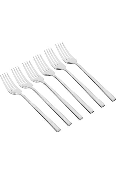 Generic Al Saif Gallery Sola Steel Cutlery Fork Set, Plain, 6 Pieces - Silver