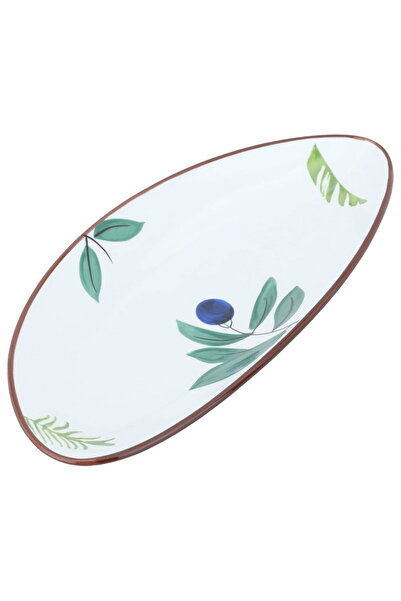 Generic Al Saif Gallery porcelain dessert plate, 9.75 inches, oval, engraved ...