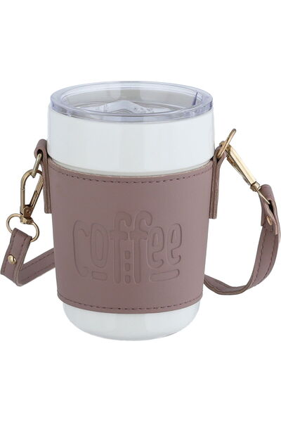 Generic كوب ترمس من البورسلين من معرض السيف، 420 مل - أبيض وردي