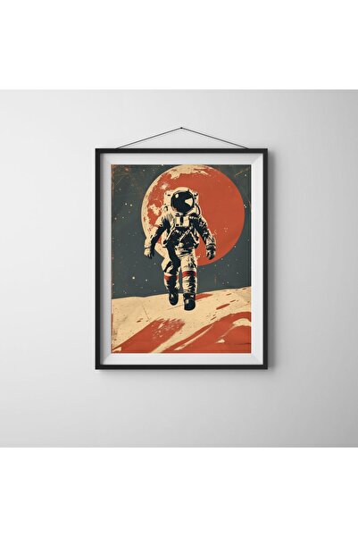 Vintage Astronaut Poster – Tablo Ölçülerinde Çerçevesiz Poster – Retro Uzay Duvar Dekoru