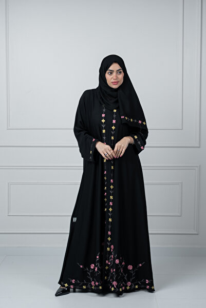 LAVİNİA Lavinia women's abaya, Super Dew fabric, quarter-circle, roses on the...