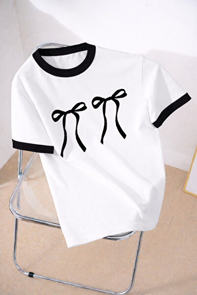 Revasser Γυναικείο πολύχρωμο μπλουζάκι με λαιμόκοψη με κορδέλα, ειδικού σχεδι...