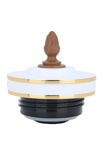 Generic غطاء ترمس بلاستيكي من معرض السيف، حواف ذهبية وبيضاء