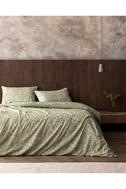 Madame Coco Σετ Παπλωματοθήκη Delisle Μονό Βαμβακερό με τύπωμα - Χακί