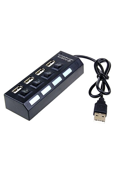 zola Hub USB 1.0, 1.1, 4 porturi, LED, 10.5x3x2 cm, negru