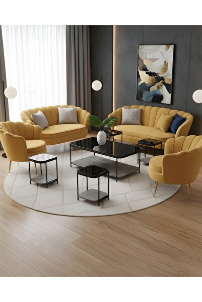 concent 5-piece two-tier serving table set with a Sheer glass top