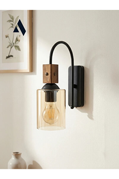 Alldesco Altira Wooden Decorated Wall Sconce – Rustic Modern Style, with Opal...