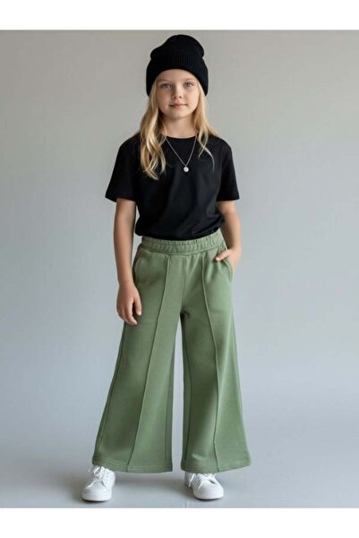 Zekids Κοριτσίστικο βαμβακερό παντελόνι φόρμας με φαρδιά μπατζάκια