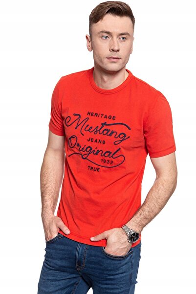 Mustang Tricou Barbati, Alex C Embro Aw, Rosu, 100% Bumbac, Marime M