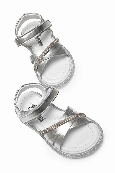 Tonny Black Children's Unisex Silver Children's Cross-Tied Sandals
