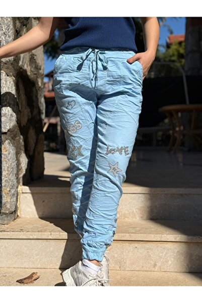 Punta Otantik PT48011 Панталони от италиански памук с камък за измиване, сини