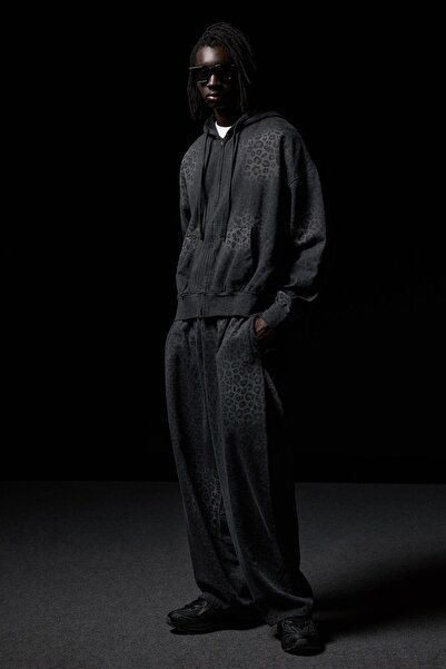 Bershka Fermuarlı baskılı kapüşonlu sweatshirt