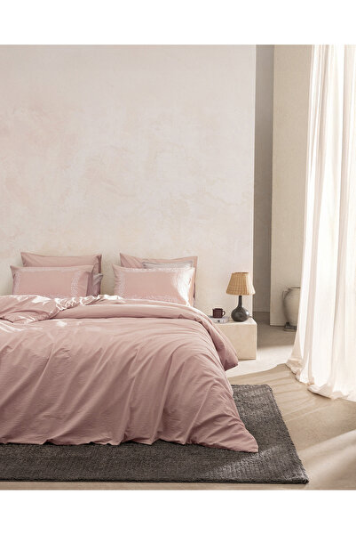 Madame Coco Linda Single 100% Cotton Embroidered Washable Seersucker Duvet Co...