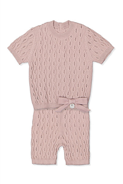 Bebetto Tri̇ko Shorts Suit (Burgu Pattern) Dried Rose