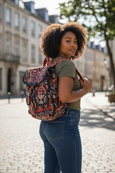 PEKPLUS Authentic Ethnic Woven Handmade Backpack with 2 Pockets