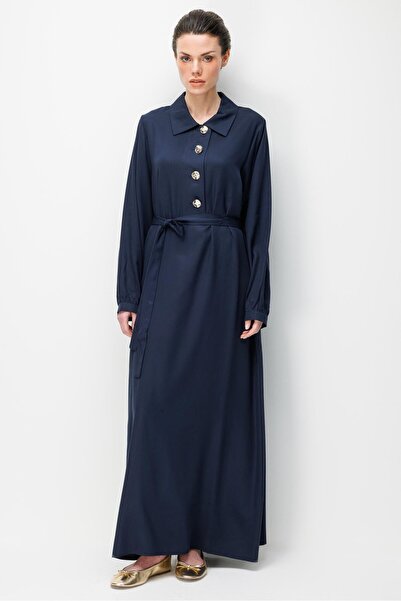 Micca %100 Doğal LyoCELL Dökümlü Soft Hissiyat SELL Düğme Kapama Özel Elbise-...