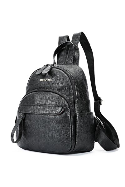 JERMYN'S Aphrodite women's black genuine leather backpack