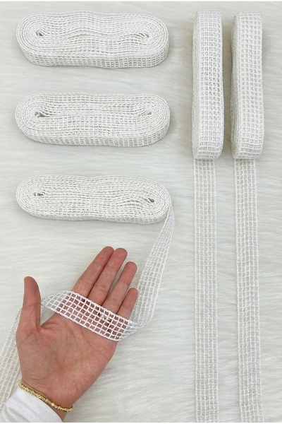 ZEYMERADE White Mesh Ribbon 2.5cm 10m, Bride, Groom, Bundle, Dowry, Engagemen...