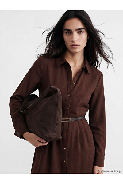 LC Waikiki LCW Vision Καφέ Ζώνη τεμάχια Πουκαμισοφόρεμα