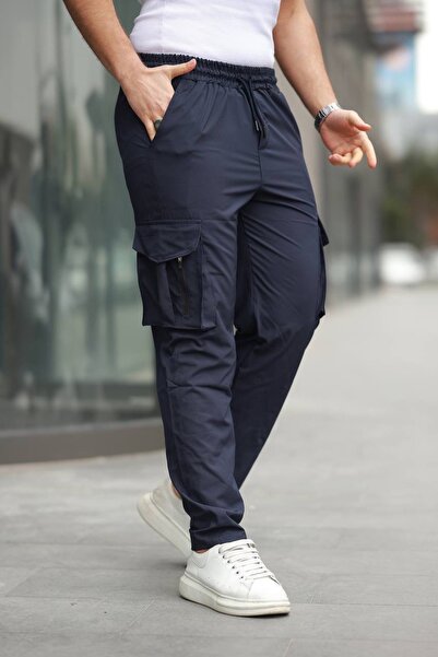 BİRBEYSTORE Men's Bottom Sweatpants with Side Pockets Parachute Thin Fabric C...