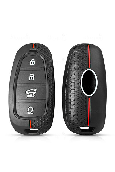 Alazpay غطاء مفتاح سيارة هيونداي توسان سانتا في سوناتا هايبرد من السيليكون بن...